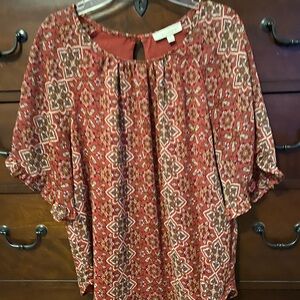 Women's Burgundy Patterned Top